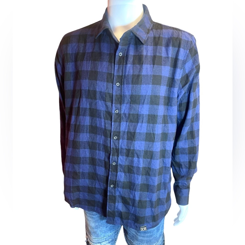 DOPE Blue XL Buffalo Plaid Long Sleeve Button Down Flannel